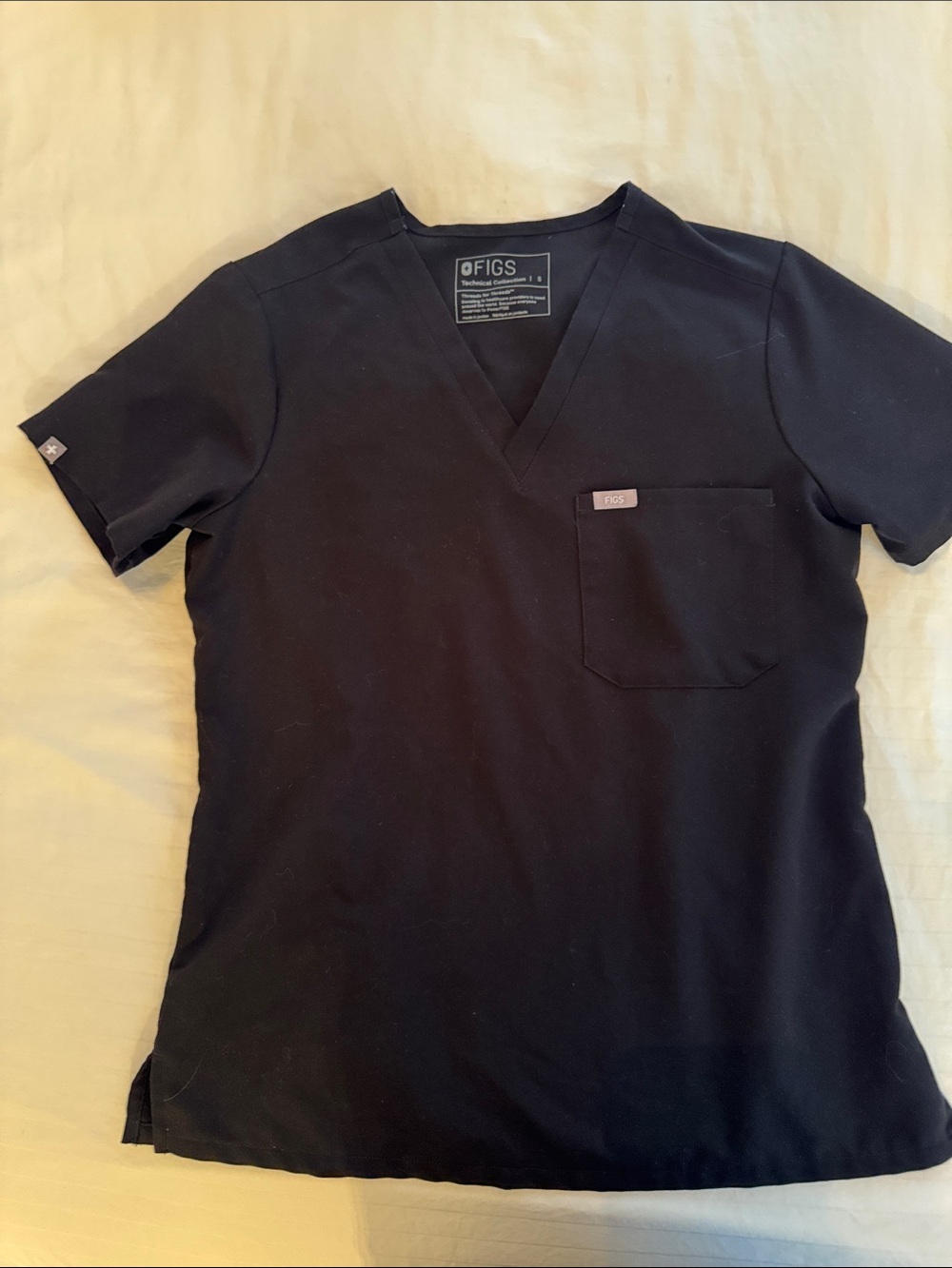 Figs Black V-Neck Medical Scrub Top